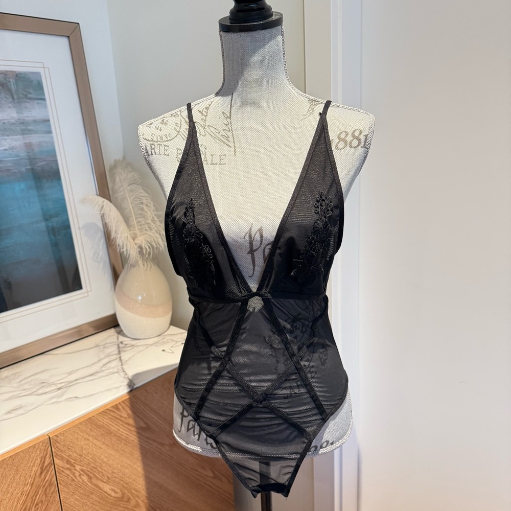 Elegant Black Lace Bodysuit